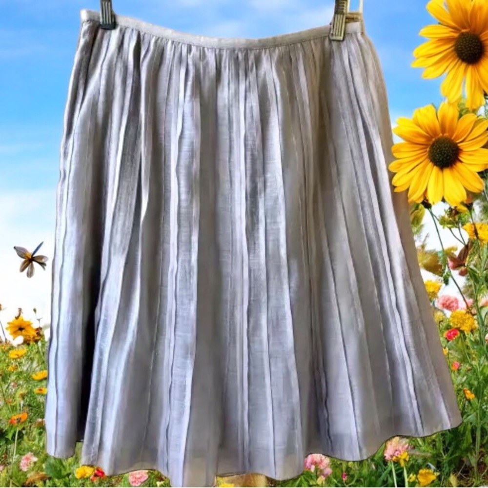 Nic+Zoe Ash Gray Batiste Flirt Skirt Pleats Lined Side Zipper Womens 6 new